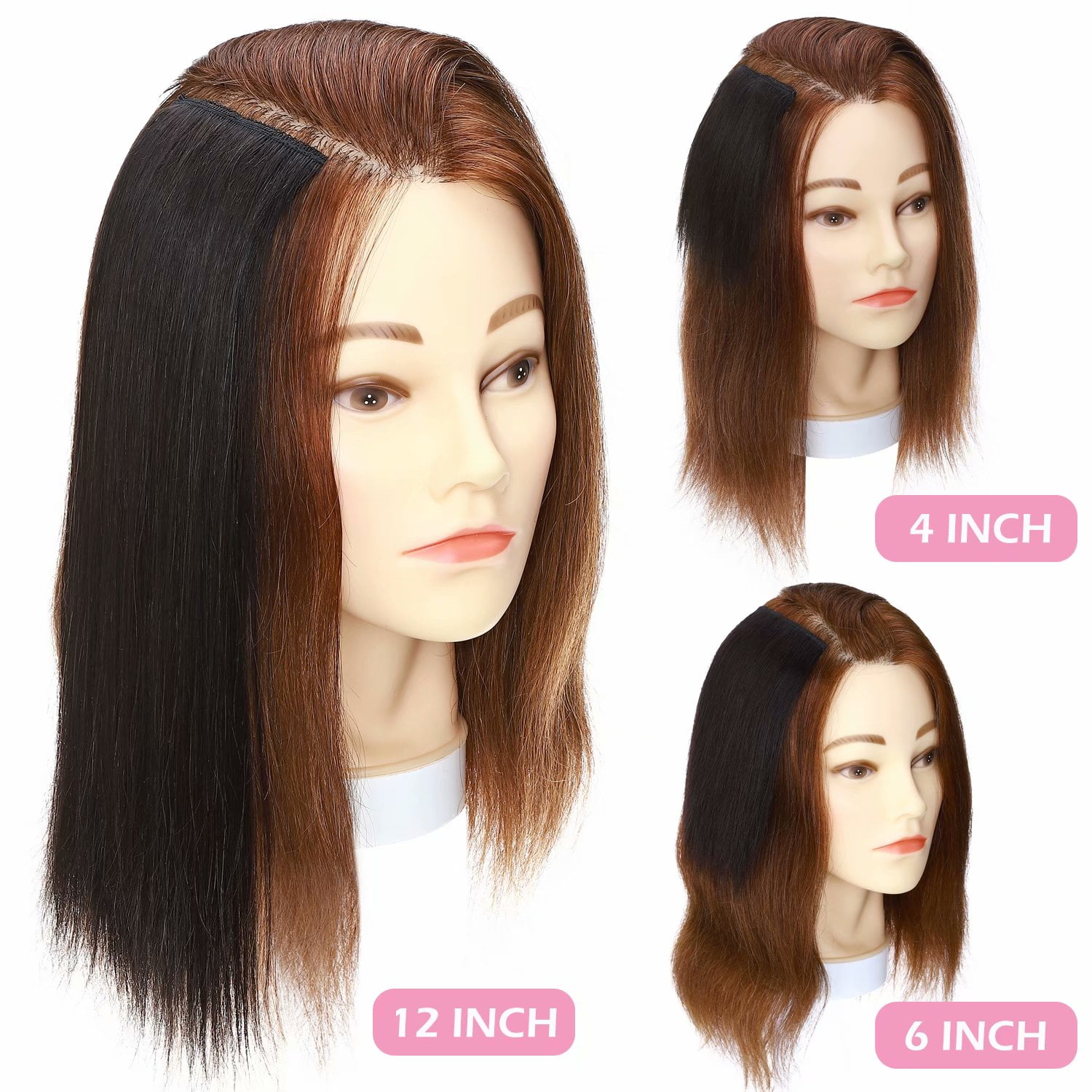 Benehair Clip in 100% Remy Human Hair Extensions Fluffy Hair Pad Invisible Hairpiece Topper Thickened Soft Thin Hair Black 2 Pieces