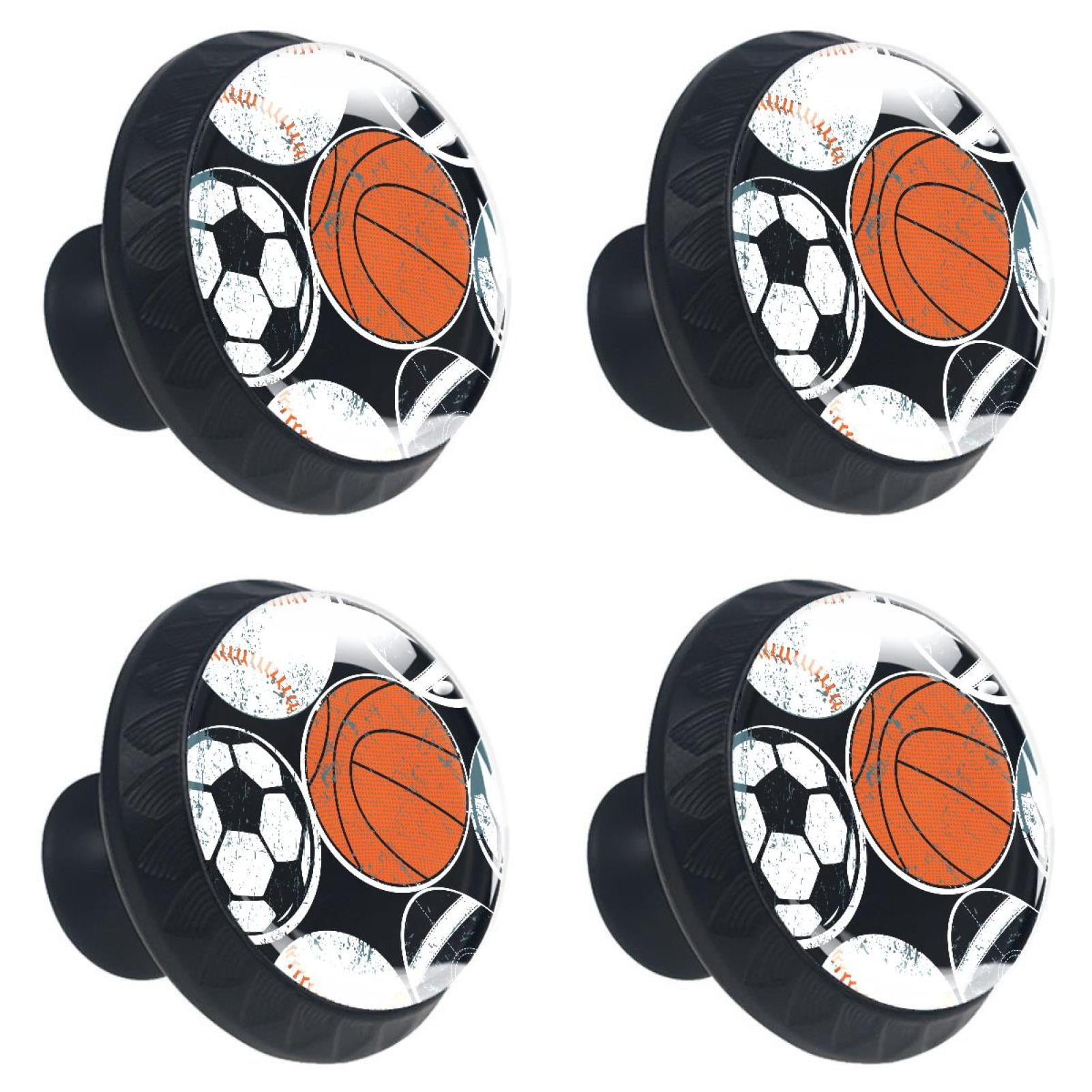 4 Pcs Football Knobs for Kitchen Cupboard Dresser Bookcase