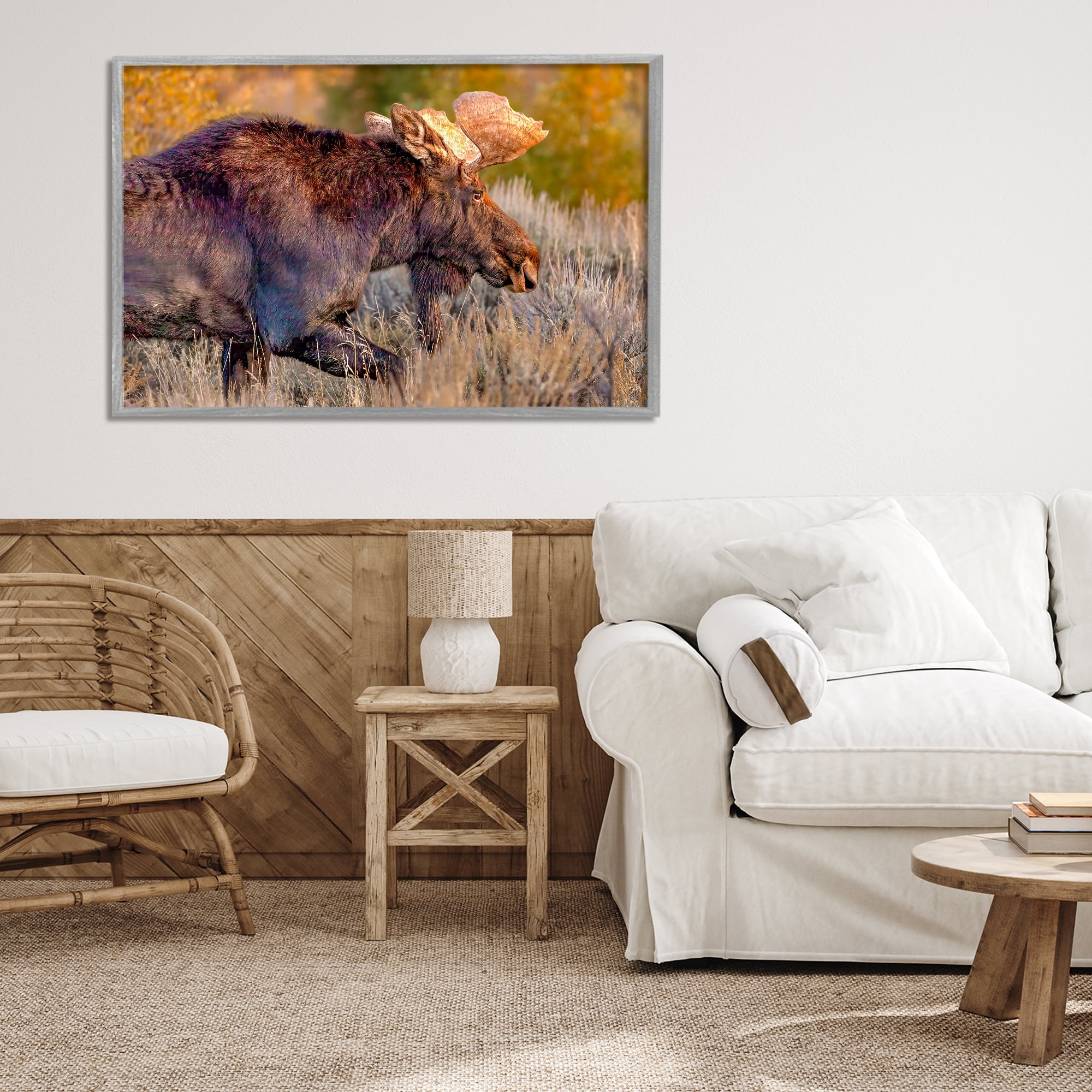 Stupell Industries Bull Moose At Dusk Gray Framed Giclee Art, design by Shelley Carlisle