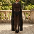 thumbnail image 6 of Helii Women Chiffon Cape Mesh Poncho – Boat Neck Sheer Bolero for Evening Dress, Lightweight Batwing Sleeve Shrug for Wedding Party Beach, Polyester Cover Up Black,One Size, 6 of 6