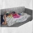 thumbnail image 6 of Saying Soft Flannel Fleece Throw Blanket, Enjoy Every Moment Words Framed by Borders on Rainbow Colors Blended Dust Cloud, Cozy Plush for Indoor and Outdoor Use, 50" x 60", Multicolor, by Ambesonne, 6 of 6