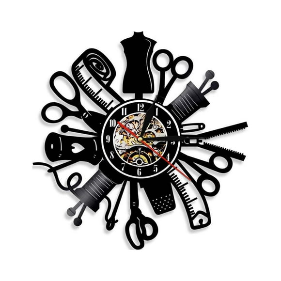 Pcksrro Articles de Décoration pour la Maison et Ornements Suspendus en Promotion! Horloge Murale en Disque Vinyle Outil de Coiffage Horloge Murale