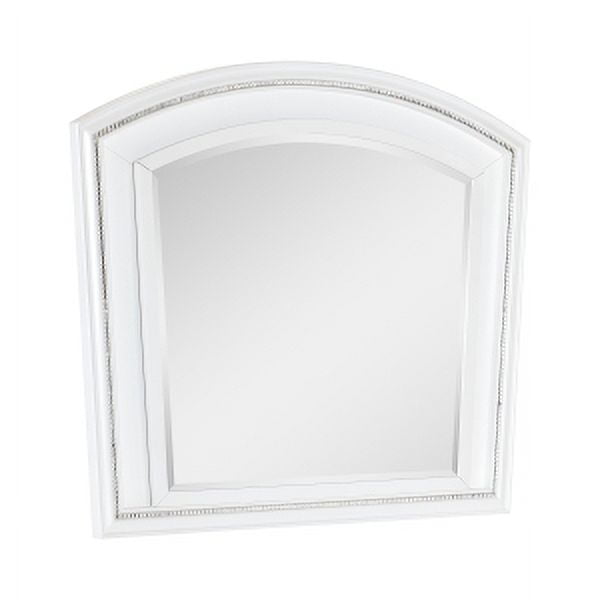 Luminous Aria Collection Mirror with LED-Backlit Iridescent Frame and Acrylic Crystal Hardware