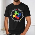 thumbnail image 2 of Autism Awareness Shirt Men: Autism Acceptance T Shirt Autism Support Inspirational Short Sleeve Tee Tops(Black,L), 2 of 4