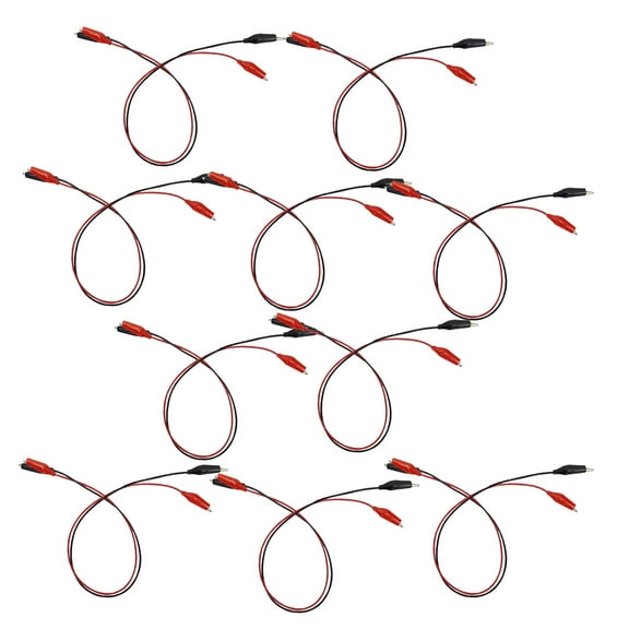 Connector Cord Alligator Clips 12" length. One each red & black per pair. Pack of 10 pair.