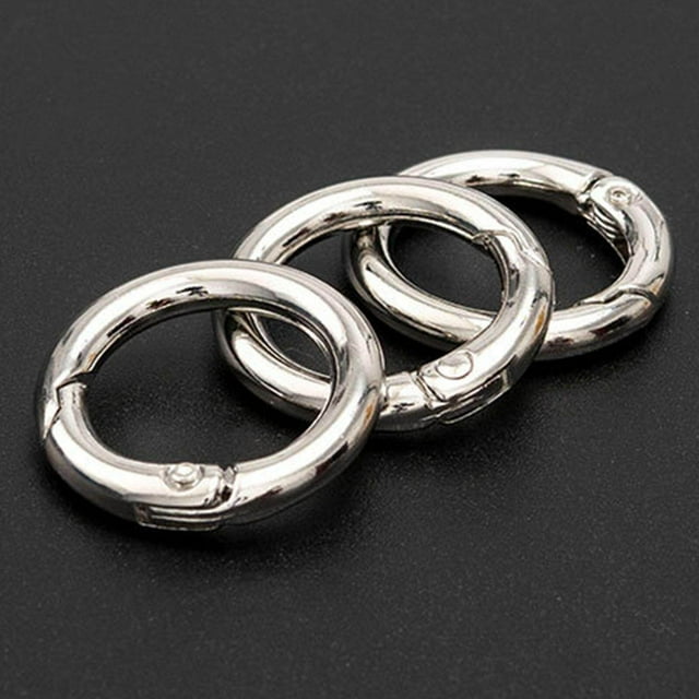 10Pcs Round Spring Snap Hooks Carabiner Circle for Key Link Rings Dress Chains Key Argent 25mm