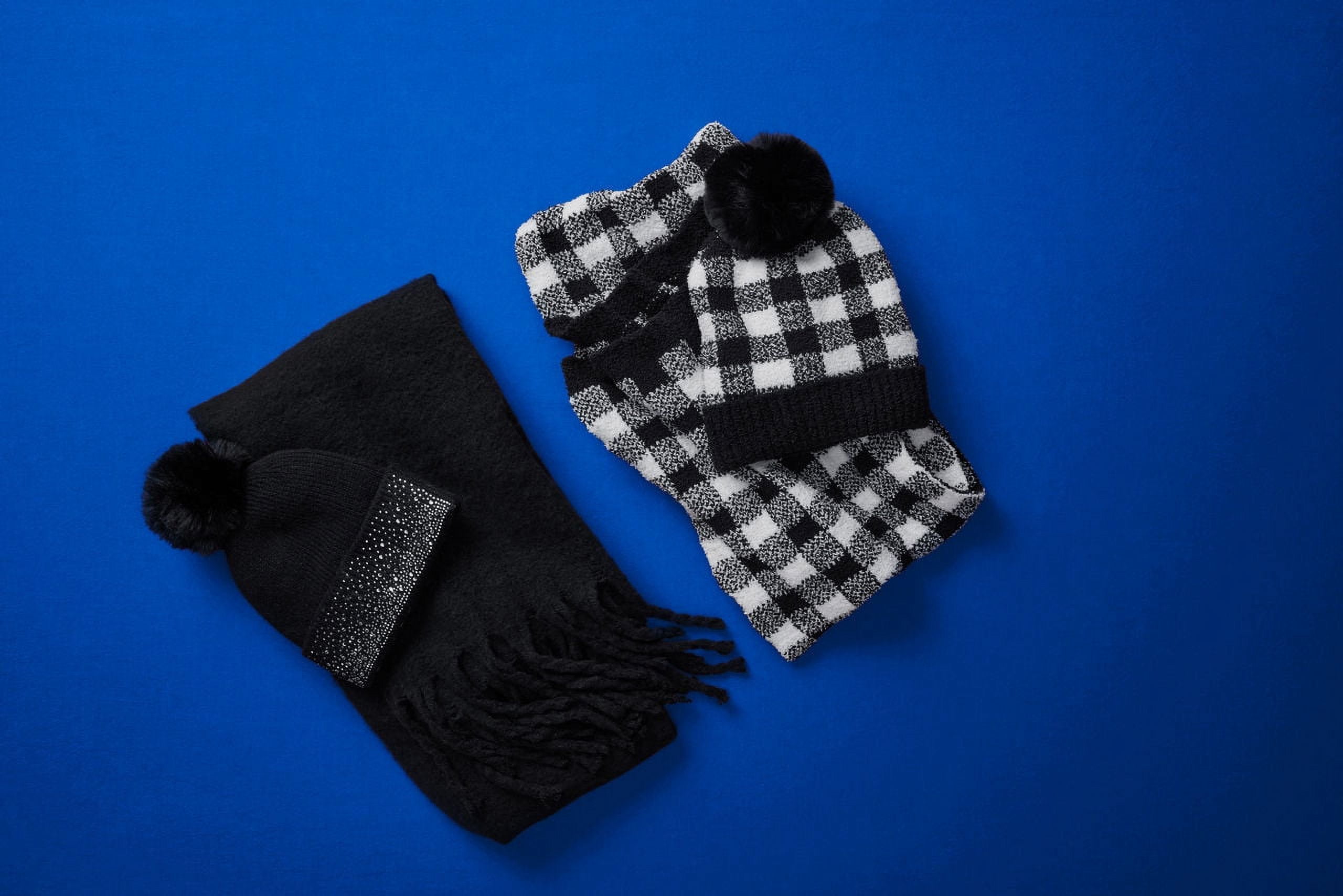 Madden NYC Women's Beanie and Winter Scarf 2-Piece Set, Black