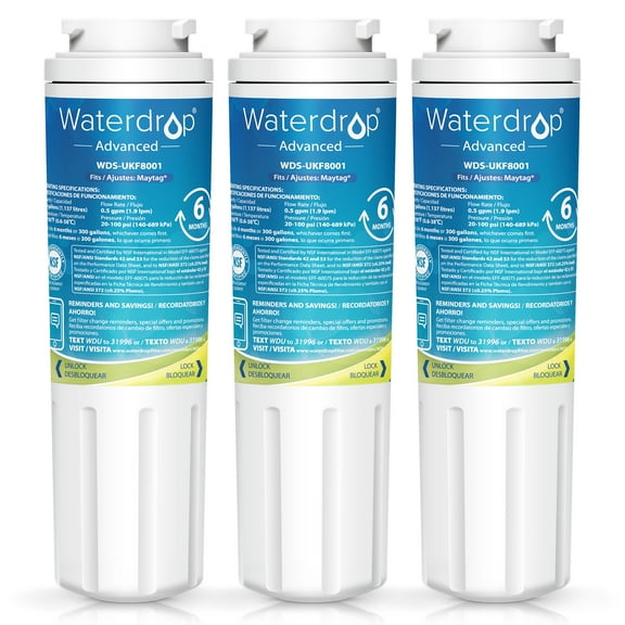 Waterdrop UKF8001 Water Filter, NSF53 Certified, Replacement for Whirlpool 469006, Filter 4, EDR4RXD1, Maytag UKF8001, UKF8001AXX-750, UKF8001AXX-200(Pack of 3)