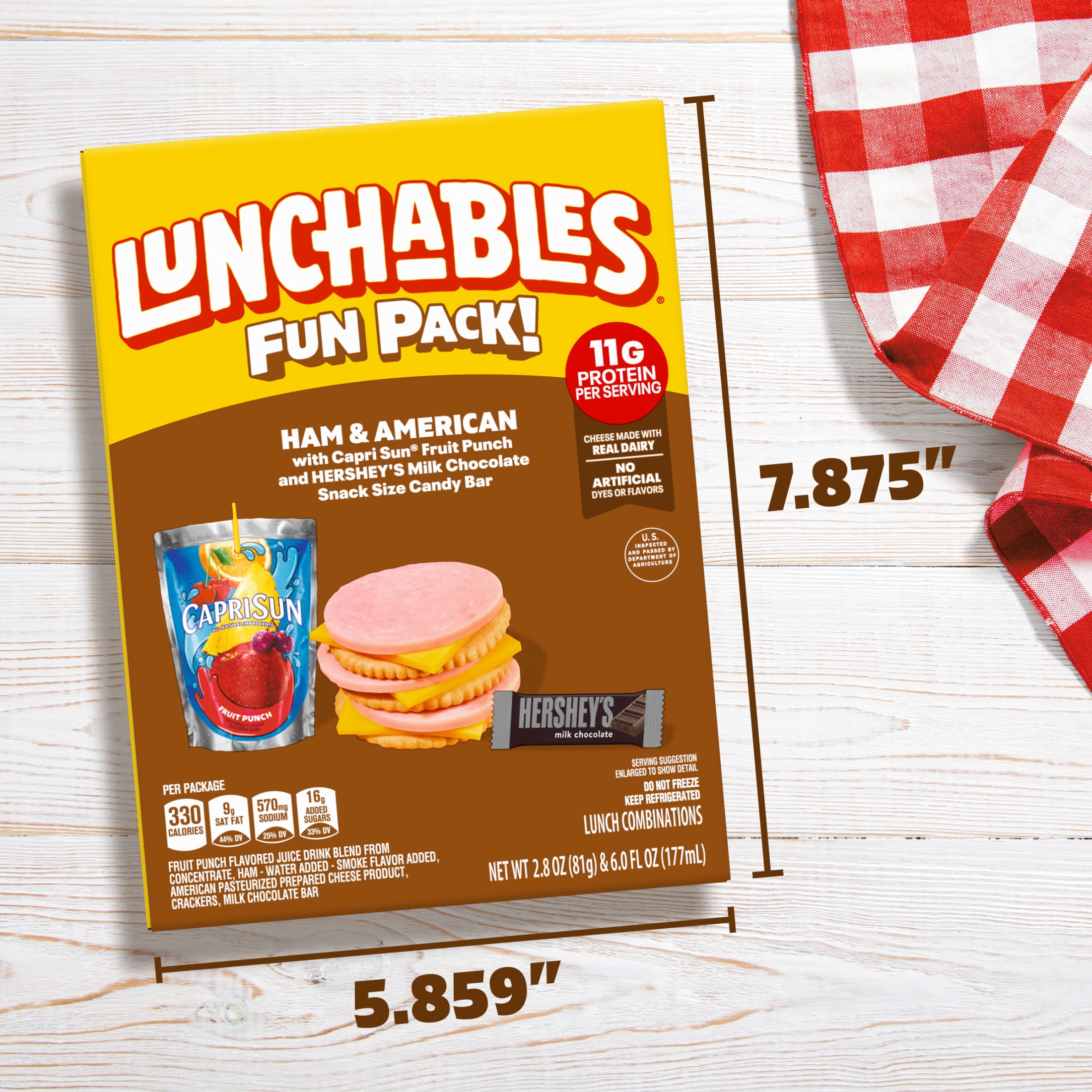 Lunchables Lunch Kit, for Kids Lunch, School Snacks, Ham & American with Capri Sun & Hershey's, 11g Protein Snacks, 8.8 oz