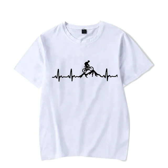 Camisetas de marca para hombre, con estampado de ciclismo de montaña, latidos del corazón, gráfico luminoso, ropa de calle de verano, Ulzzang, Harajuku