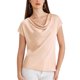 thumbnail image 1 of Blusa casual elegante de satén INSPIRE CHIC para mujer con cuello de cowl y mangas cortas en color rosa, 1 of 6
