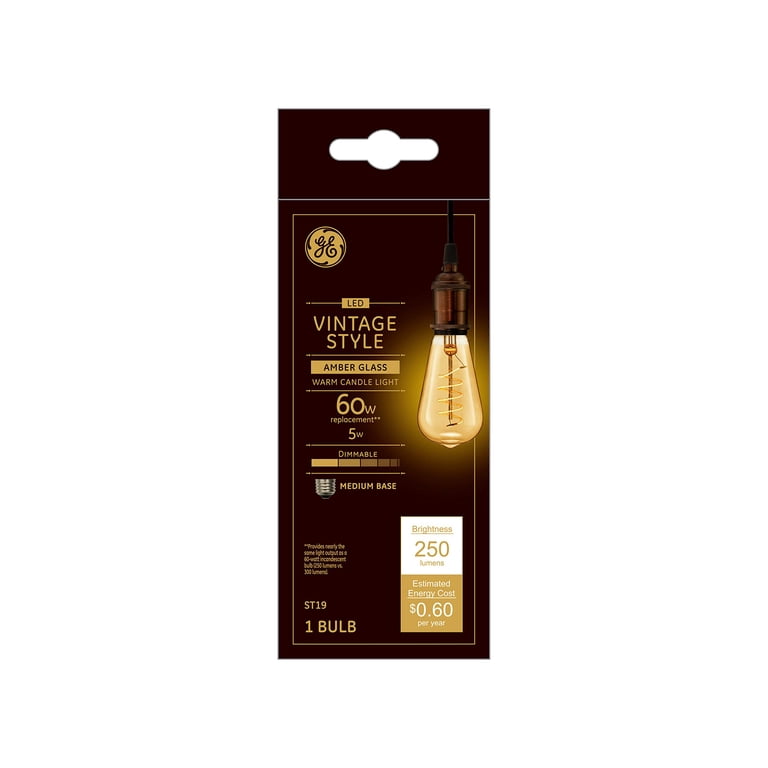 GE LED Vintage Light Bulb, ST19, Warm White, Amber Bulb, 250