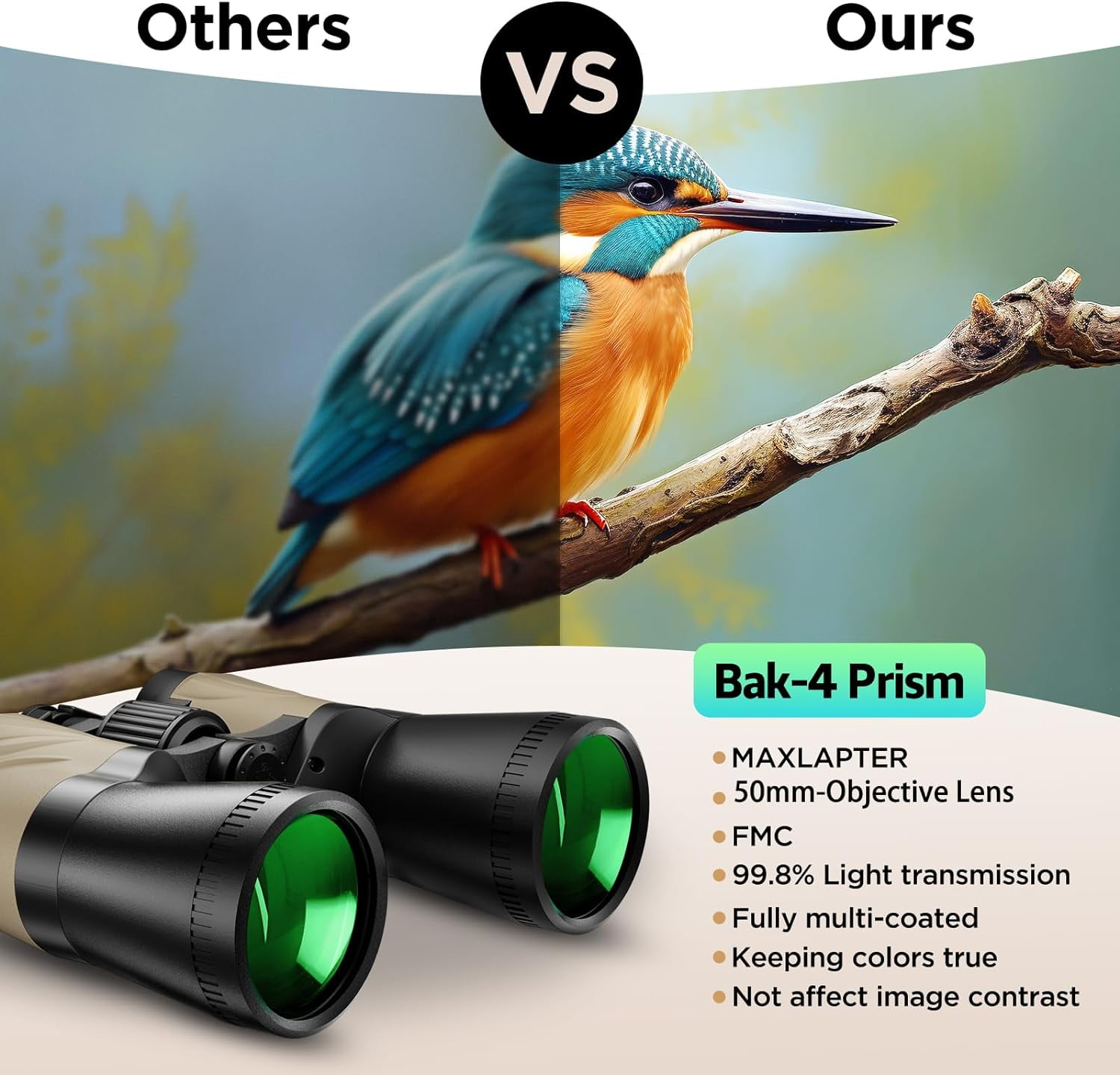 LAKWAR Binoculars for Adults ,12x50mm Hunting Binoculars BAK4 Prism Lens HD Binoculars with Low Light Vision for Birds Watching Traveling Father day Gift