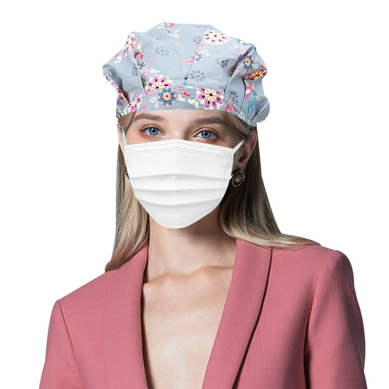 JINMGG Womens Plus Size Clearance $5 Scrub Cap Hat Suction Sweat Towel Nurse Cap Printed Baotou Cap