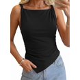 thumbnail image 2 of Asymmetrical Tops for Women Sleeveless Twist Straps Slim Fit Y2K Ruched Tank Shirts Going Out Top, 2 of 9