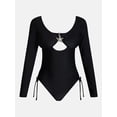 thumbnail image 5 of No Boundaries Cut Out One Piece Swimsuit with Long Sleeves, Women's XXS-XXL, 5 of 5