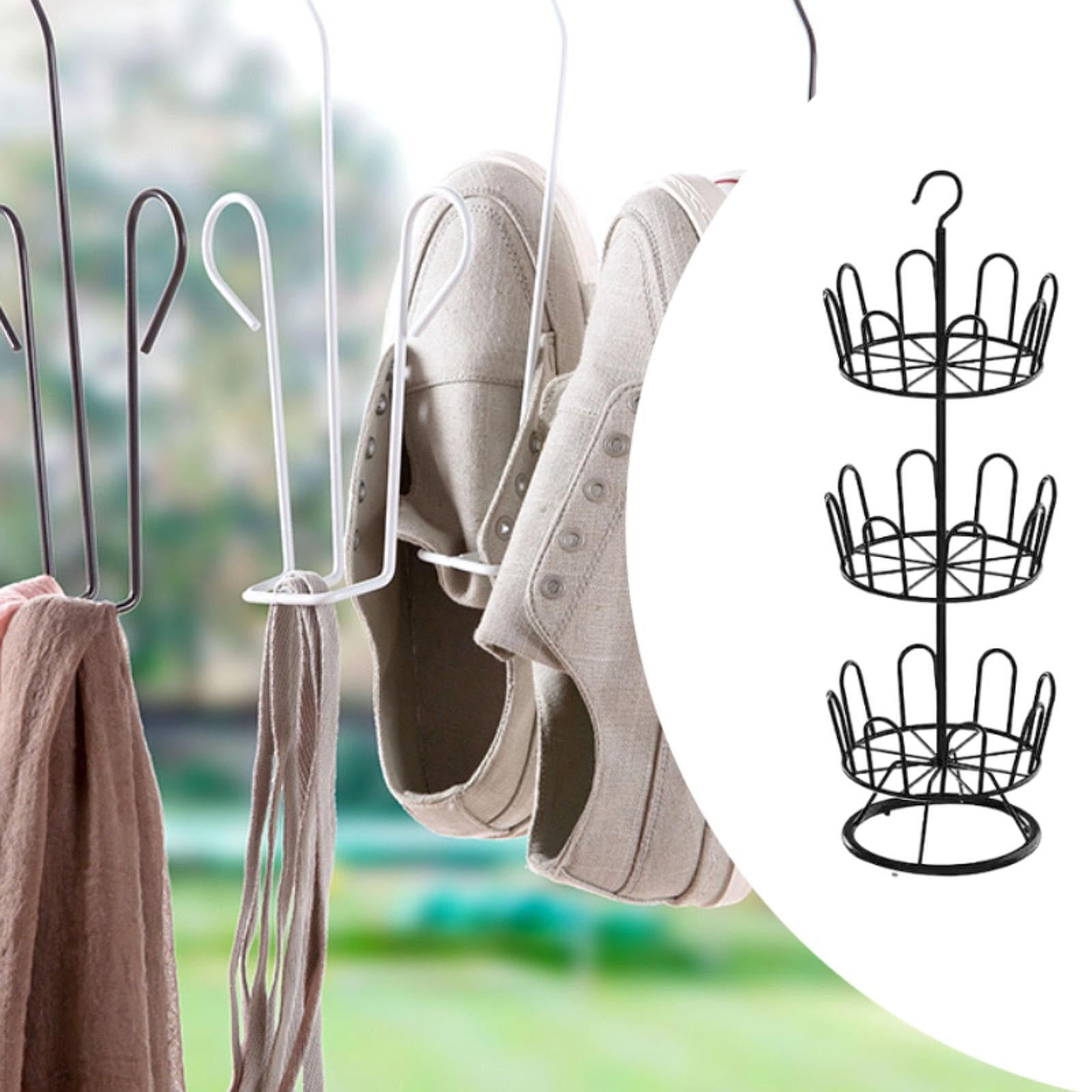 Baoblaze Revolving Shoe Rack Modern Metal Shoe Tree Rack for Apartment Farmhouse Dorm Black 3 Tiers