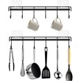 thumbnail image 1 of Estante colgante autoadhesivo para utensilios de cocina, color negro, 2 uds., con 6 ganchos Sailing  Electrónica, 1 of 5