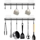 thumbnail image 1 of Estante colgante autoadhesivo para utensilios de cocina, color negro, 2 uds., con 6 ganchos ER, 1 of 5