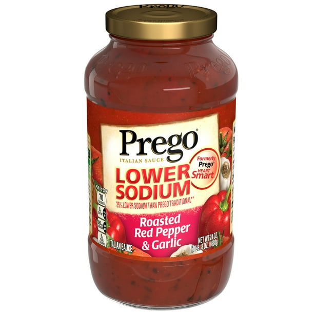 Prego Lower Sodium Pasta Sauce, Roasted Red Pepper & Garlic Italian