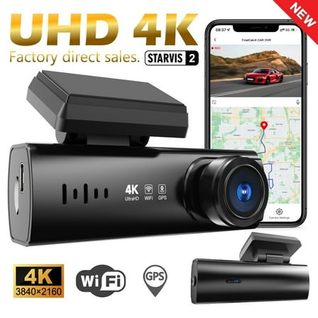 4K Dash Cam with WiFi GPS 128GB Card Included UHD 2160P Car Camera Night Vision Loop Recording G-Sensor Parking Monitor