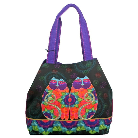 Laurel Burch Celestial Lotus Cats Large Gap Tote Gag