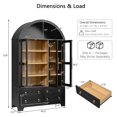thumbnail image 2 of DTTRA 72.8" Tall Arched Kitchen Pantry Cabinet with 3 Glass Doors and 4 Drawers, Black, 2 of 8