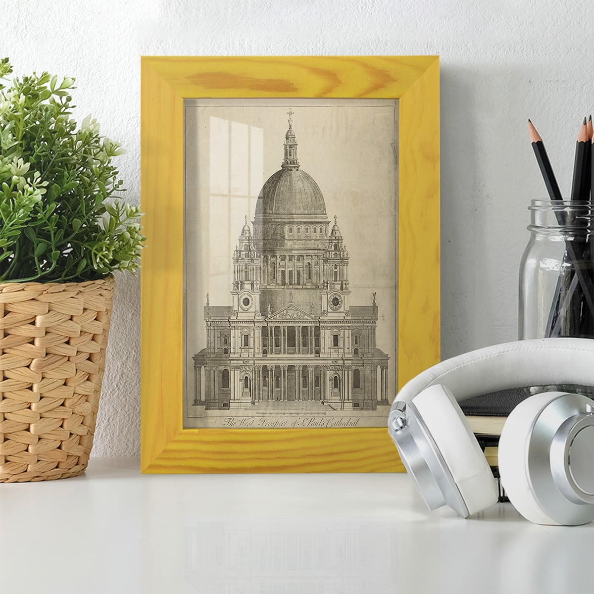St. Paul's Cathedral -Framed Print w/glass-Sunflower Yellow