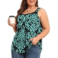 thumbnail image 6 of Daystry Plus Size Tank Tops for Women Loose Fit Lace Sleeveless Women's Summer Tanks F Black Green 3X, 6 of 14