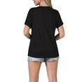 thumbnail image 3 of Summer Short Sleeve Tunic Tops for Women's Casual V Neck Button Shirts M Black, 3 of 6