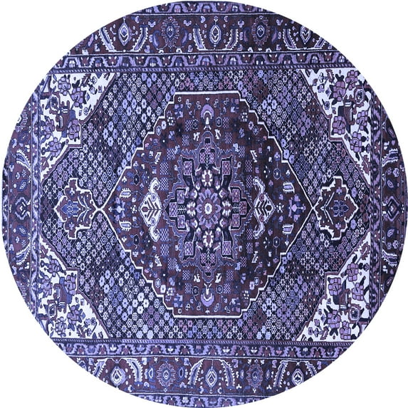 Ahgly Company Indoor Round Persian Blue Traditional Area Rugs, 4' Round