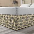thumbnail image 1 of Bohemian Bed Skirt, Hand Drawn Feathers with Swirls and Ornate Details, Elastic Bedskirt Dust Ruffle Wrap Around for Bedding Decor, 4 Sizes, Dark Blue Grey Champagne, by Ambesonne, 1 of 2