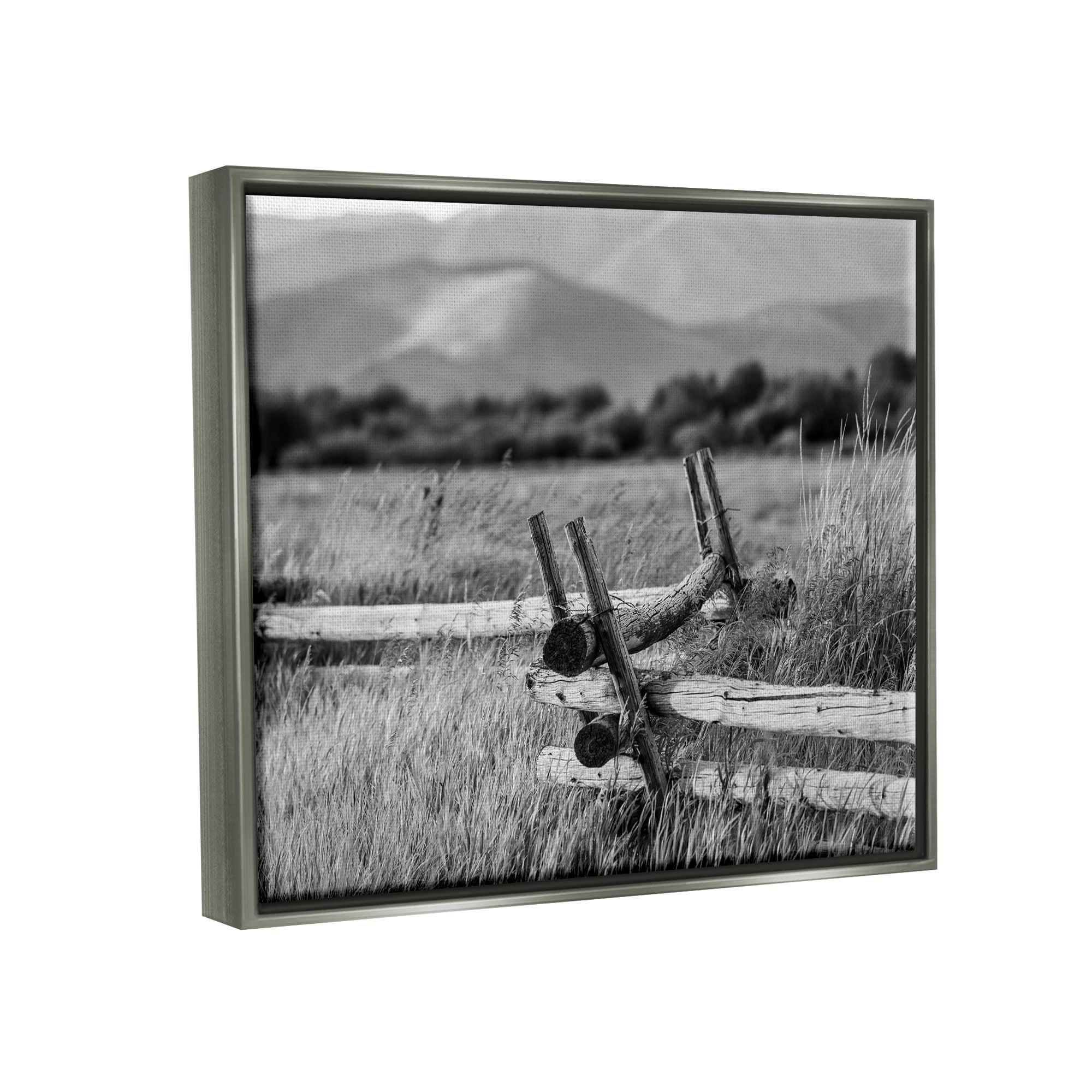 Stupell Industries Countryside Ranch Fence Rural Pasture Grass Photography Photograph Luster Gray Floating Framed Canvas Print Wall Art, Design by Steve Smith
