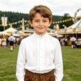 thumbnail image 2 of JFTTX Toddler Boys Shirt Long Sleeve Stand Collar Button Down Shirts for Boys Solid Color Casual Tops for Kids, 2 of 4
