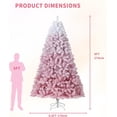 thumbnail image 4 of Bingirl 9ft Premium Snow-Flocked Artificial Christmas Tree with 1284 Branches, Metal Stand, Pink Gradient White, 4 of 6