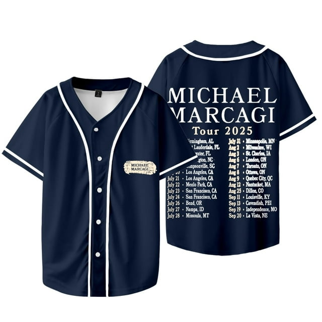 Michael Marcagi 2025 Tour Dates Baseball Jacket Cosplay V-neck Short Sleeve T-shirts,XXL,Style 2