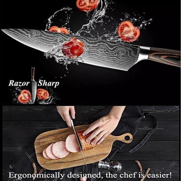 MDHAND Professional Kitchen Chef Knife Set, High-Carbon Stainless Steel Chef  Knife Set, 8 Piece Knifes set Ultra Sharp for Very Fast Cutting 