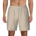 thumbnail image 2 of Picia Brown Gingham pattern Mens Swim Trunks with Compression Liner Stretch Beach Shorts Quick Dry with Zipper Pockets No-Chafing Board Shorts-Large, 2 of 9