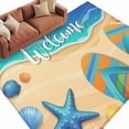 thumbnail image 2 of Welcome Summer Beach Washable Living Room Rugs 5'x7', Coastal Watercolor Ocean Slippers Starfish Shell Low Pile Throw Large Area Rugs Non-Slip Sturdy Edge Binding Carpet for Dining Room Bedside, 2 of 9