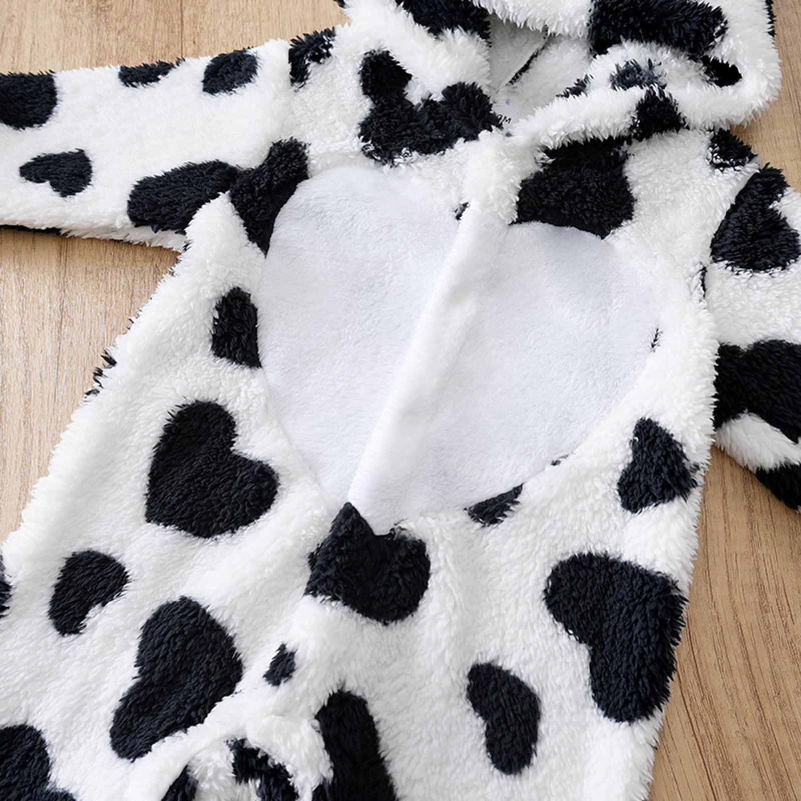 XDZJLR Fleece Baby Pajamas Flannel Hooded Romper Jumpsuit With Heart Print Lined Outfit Toddler Winter Fall Home Outdoor Play Black 3-6 Months