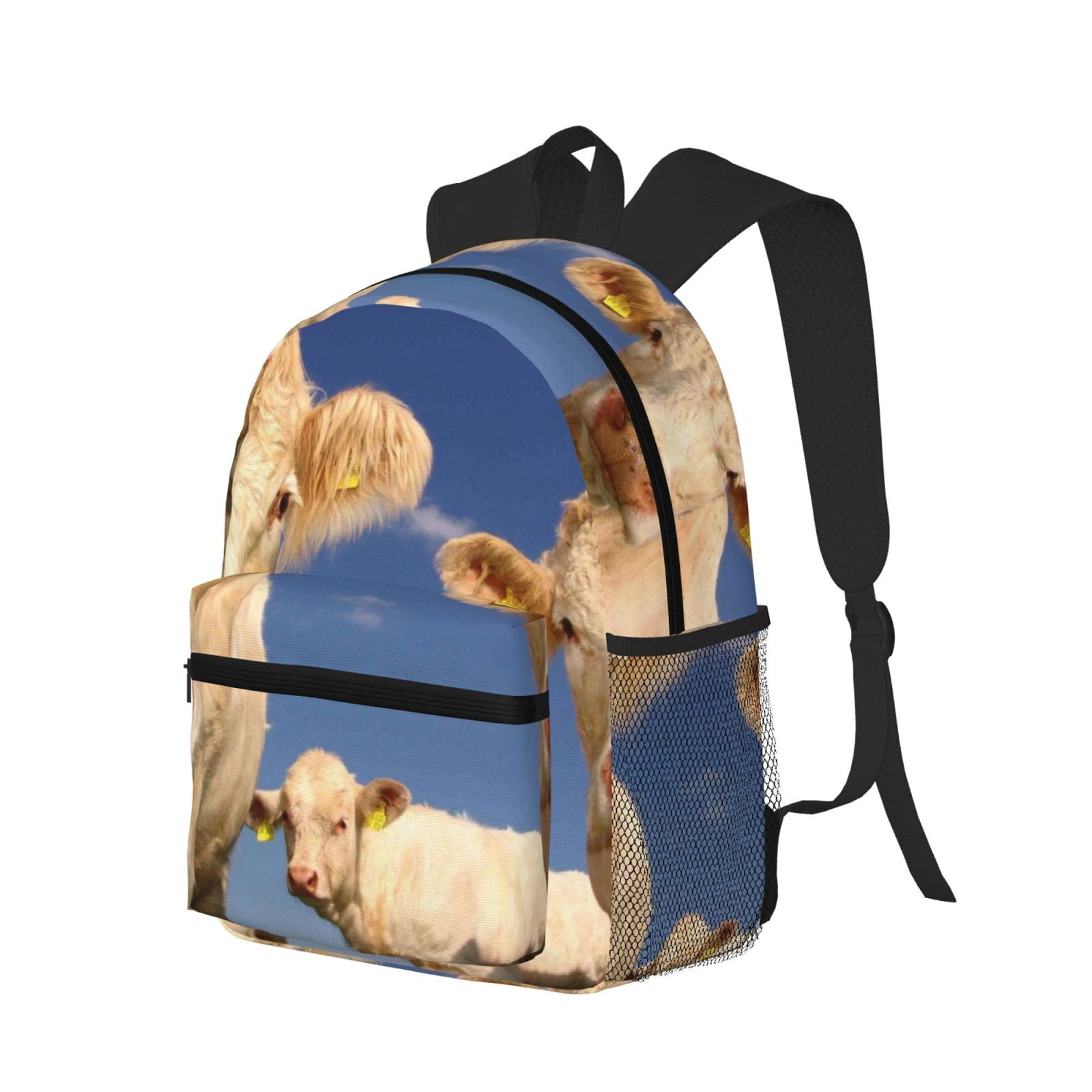 Vsdgher Cows Cattles Print Unisex Large Capacity Bookbag Schoolbag Casual Daypack for High School/College/Teens/Travel/Work