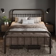thumbnail image 2 of Allewie Full Size Metal Platform Bed Frame with Victorian Style Wrought Iron-Art Headboard/Footboard, Antique Gold, 2 of 6