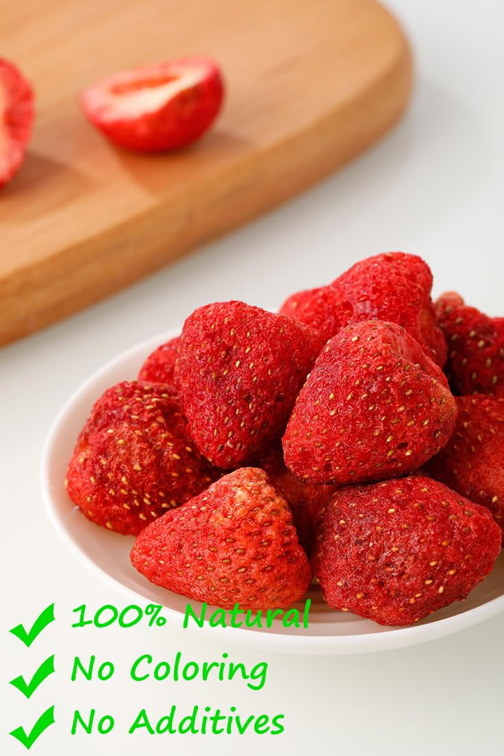 ULTHMOK Freeze-Dried Strawberries, Whole, 4 Oz (114g), 100% Natural, No Additives