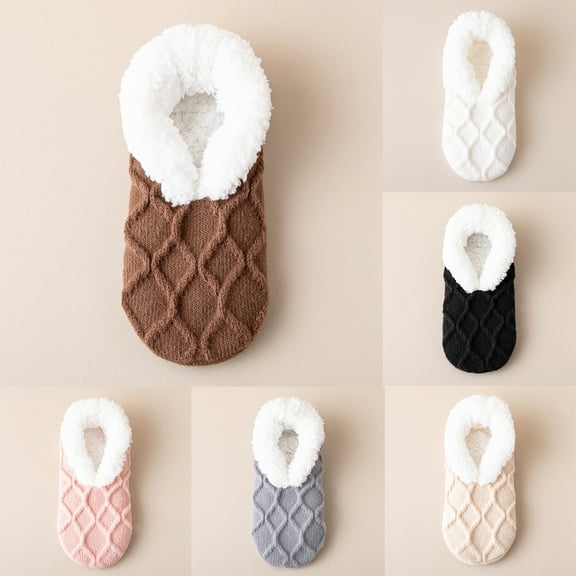 Sherpa-Lined Slipper Socks for Women - Fuzzy, Cute, and Cozy Slippers for Women with Non-Slip Sole - Washable House Slippers