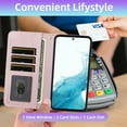 thumbnail image 6 of Furiet Argyle Wallet Case for Samsung Galaxy S21 5G 6.2 inch with Tempered Glass Screen Protector Wrist Strap Shoulder Strap, Card Slots Luxury PU Leather Stand Phone Cover for S 21 21S G5 Rose Gold, 6 of 8