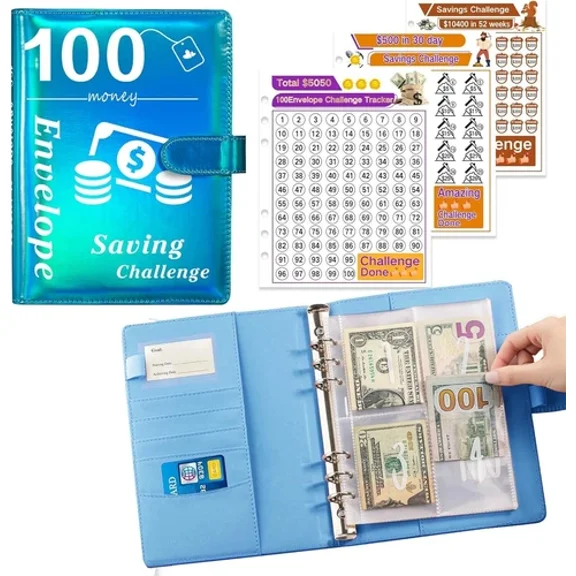 100 Envelopes Money Saving Challenge Binder, A5 Money Saving Book, Free Shipping