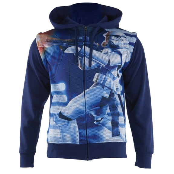 Star Wars You Fired Men's Navy Sublimated Hoodie w Removable Sleeves, Medium