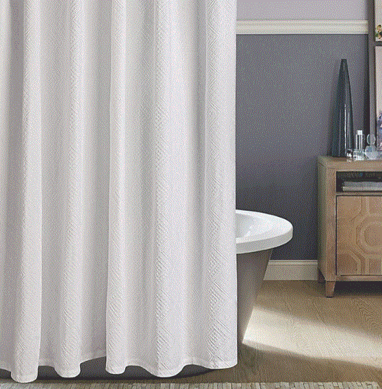 Avanti Linens Dotted Circles72 x 72 Shower CurtainWhite Grey and Silver Blue 