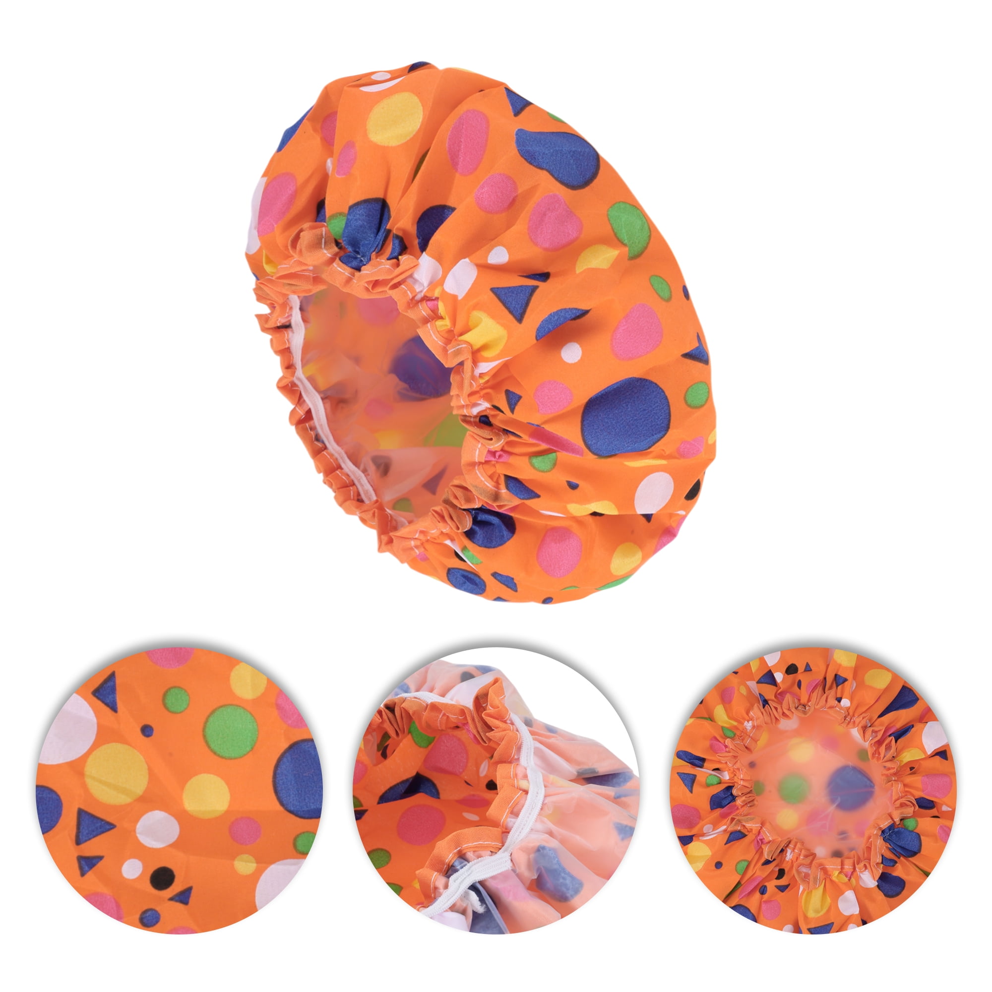 Unique Bargains Geometric Double Layer Shower Cap 1 Pc Yellow