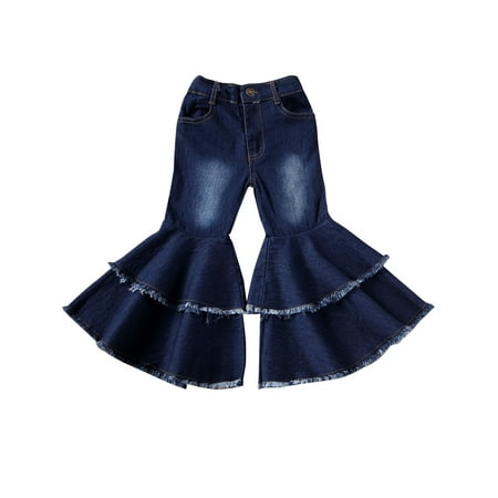 

Qtinghua Toddler Baby Girls Denim Bell Bottoms Pants Flare Jeans Long Pants Trousers Autumn Winter Outfits Blue 4-5 Years